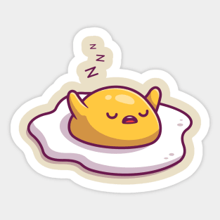 Cute Fried Egg Sleeping Cartoon Sticker